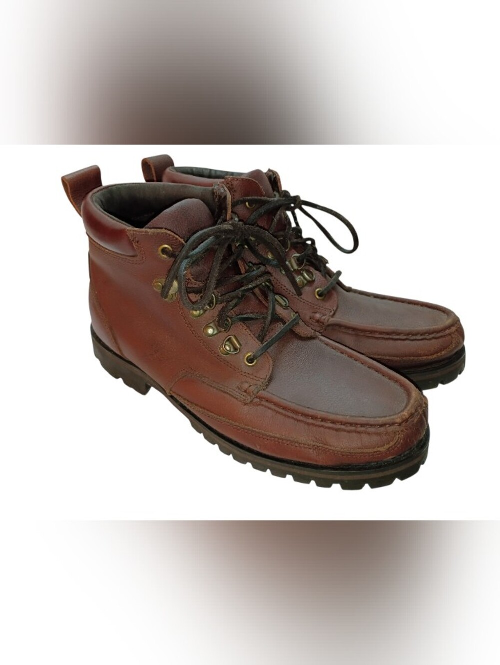 ST JOHNS BAY Genuine Leather Hiking Boots Men's Size 11 Brown Outdoors Brazil